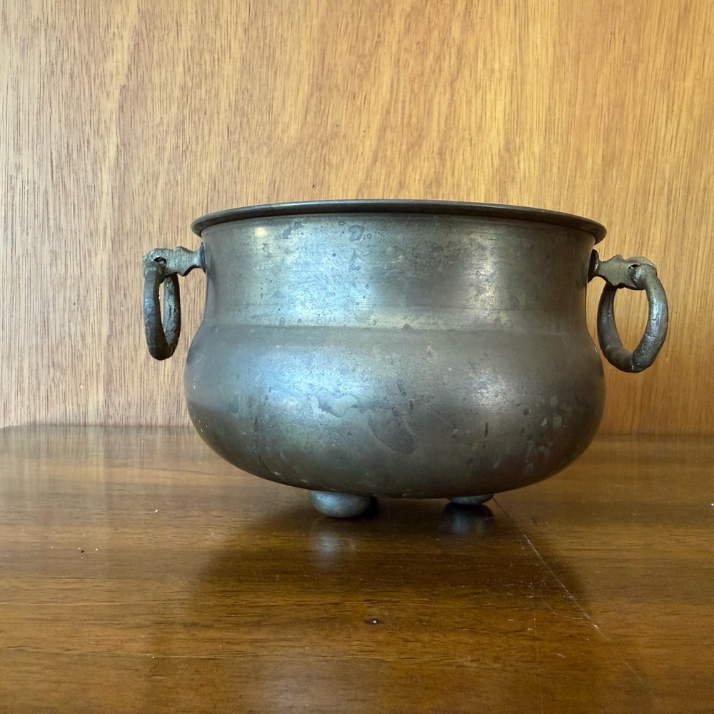 Vintage Brass Cauldron with Handles